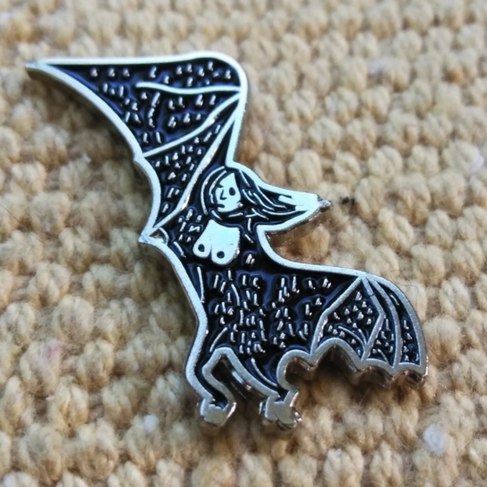 CLOSEOUT SALE! Bat Woman Enamel Pin Goth - Picture 2 of 4